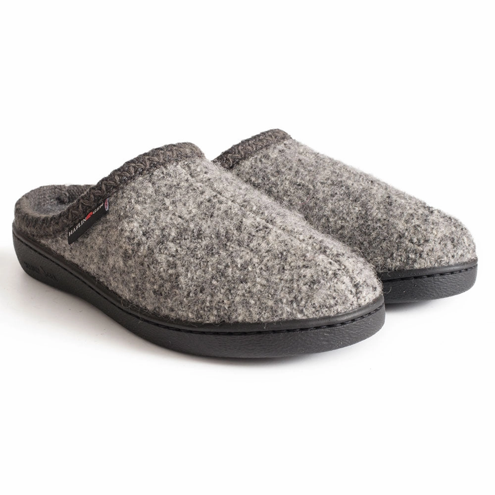 Haflinger AT Slipper Grey Speckle (Women's & Men's) Effortless Step Shoes Quick Fit