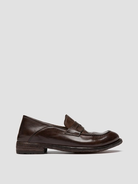 Minimal Design Scandi Clean LEXIKON 140 - Brown Leather Penny Loafers