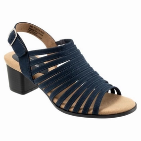 Anti Bacterial Lining Trotters Midge Navy Suede Sandal (Women's)