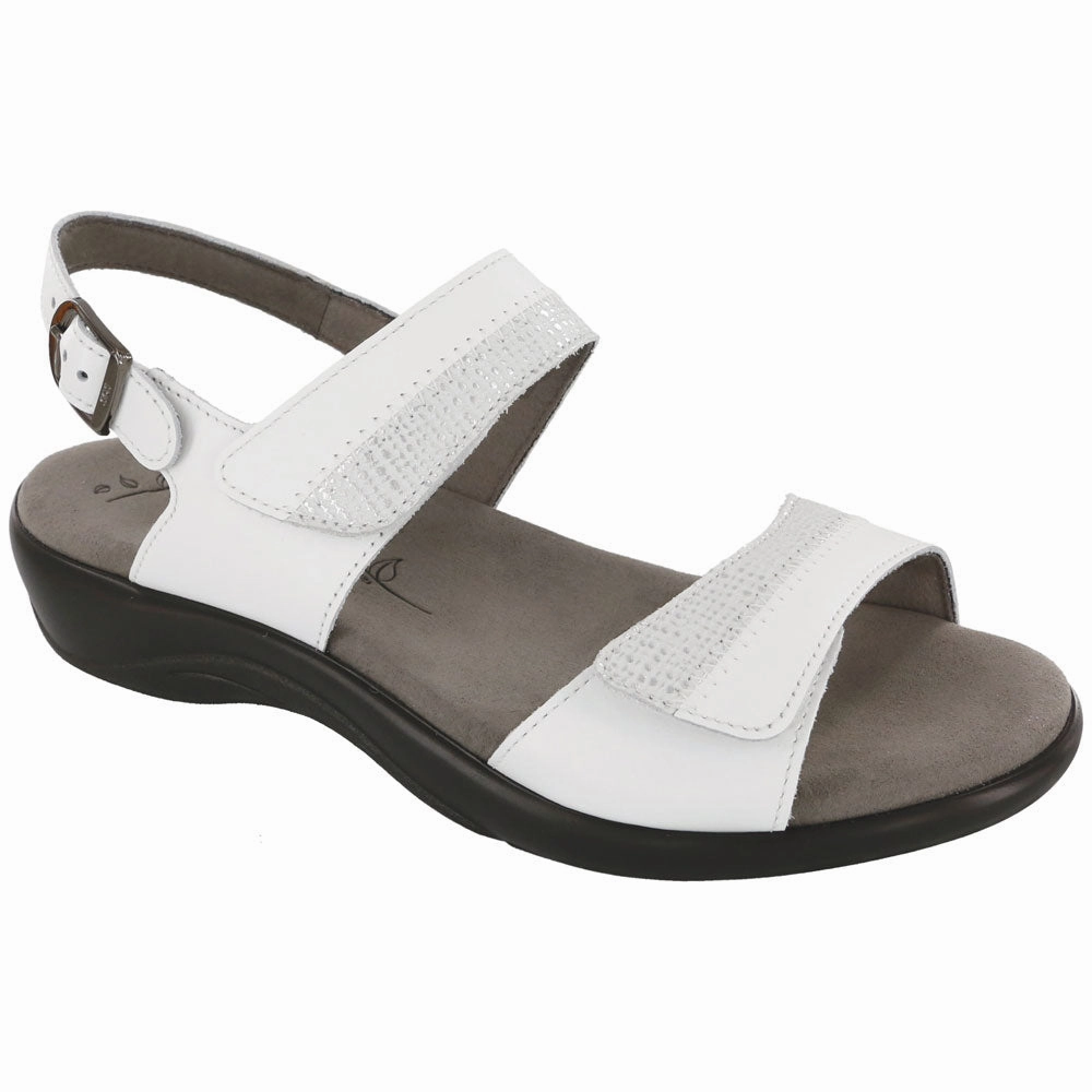 Flexible Vacation Shoes SAS Nudu Sandal White Leather (Women's)