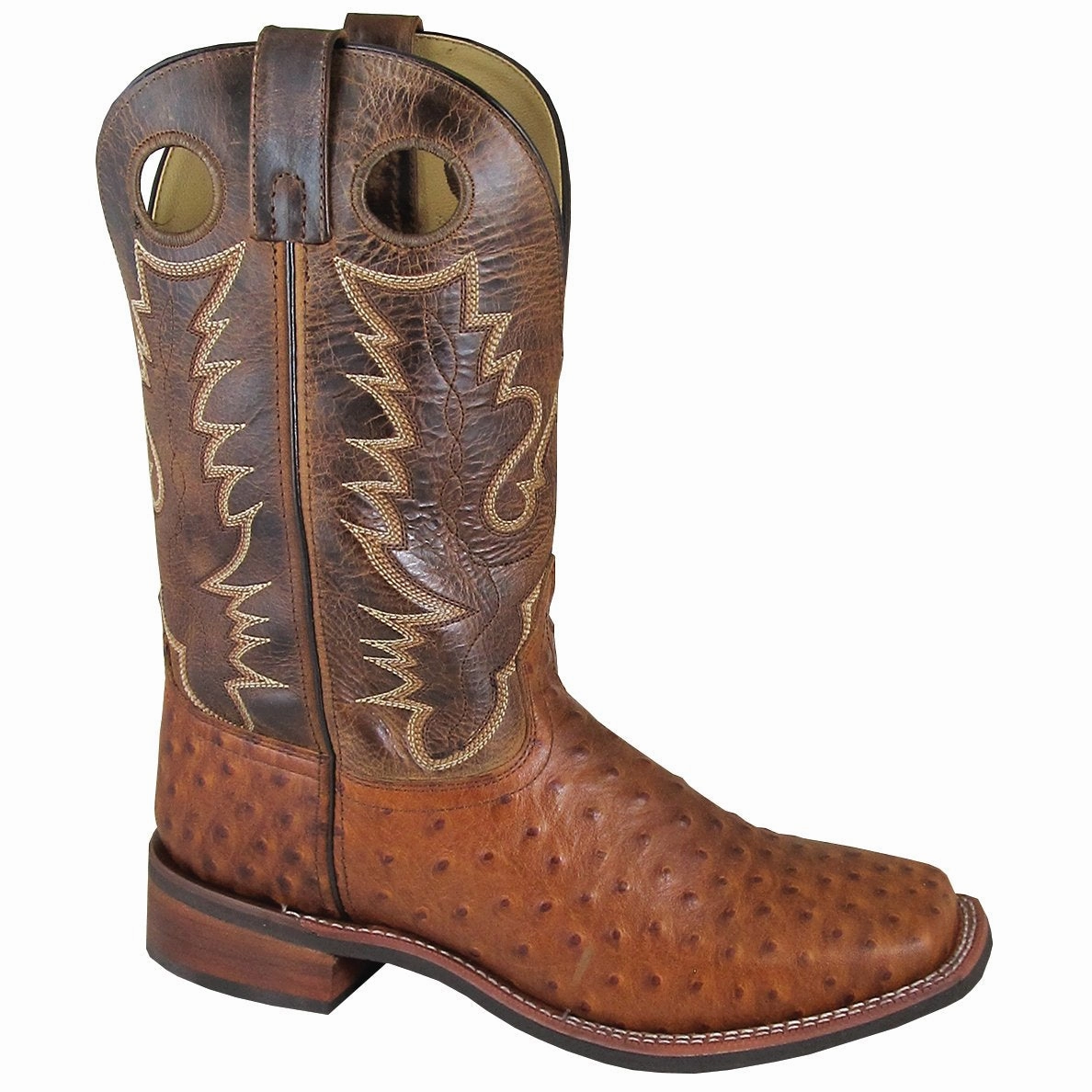 Smoky Mountain Men's Danville 11" Cognac/Brown Crackle Cowboy Boot Seamless Comfort Comfort Seeker Anti-fungal
