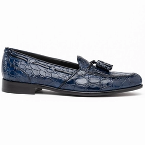 11-582-NVY FRANCO Crocodile Tassel Loafer, Navy Guard Steps