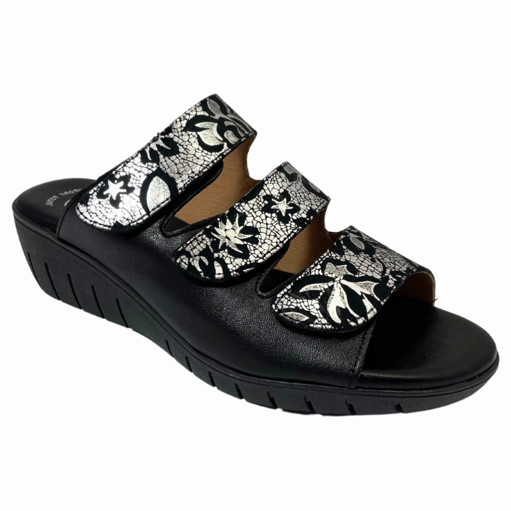 Comfortable Footwear for Summer Valeria's Georgette Black Soft Leather Sandal (Women's)