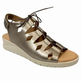 Valeria's Janice Metallic Onix Sandal (Women's) Anti Friction Lining Flexible Straps