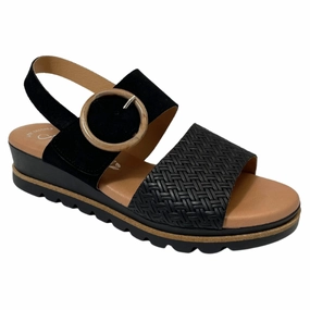 Sweat Wicking Valeria's Kellyjo Black Supple Leather Sandal (Women's)