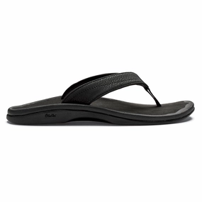 Comfy Strap Comfortable Travel Sandals OluKai 'Ohana Flip Flop Sandal Black (Women's)