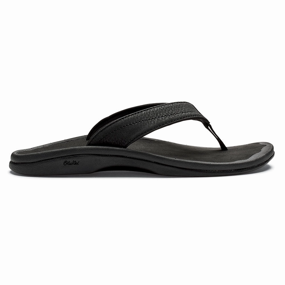 Comfy Strap Comfortable Travel Sandals OluKai 'Ohana Flip Flop Sandal Black (Women's)