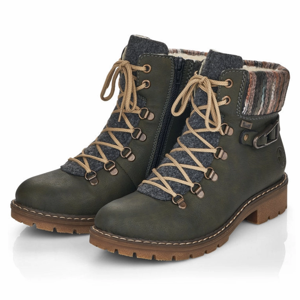 Feather Light Snow Trekker Rieker Sabrina 31 Combat Boot Green (Women's)