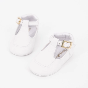 Balance Core Royal Mood Pebbled Leather Baby Shoe   Stitch - White