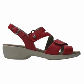 Wolky Fria Red Leather Sandal (Women's) Velcro straps Nude Calm