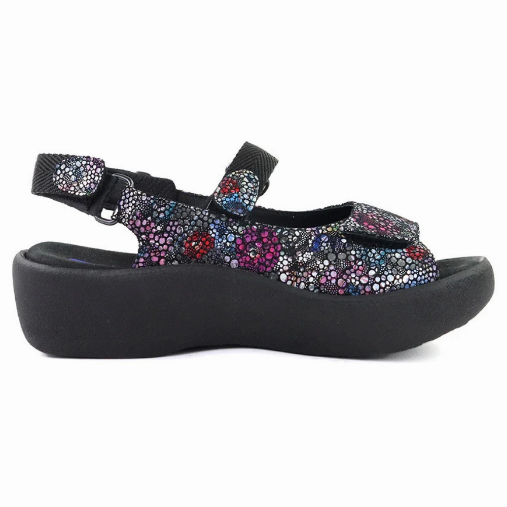 Wolky Jewel Black Multi Colmeia Suede Sandal (Women's) Comfortable Travel Casual Outdoor Shoes