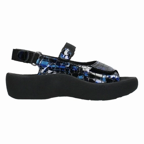 Trendy Vacation Sandals simple design Wolky Jewel Sandal Blue Croco Leather (Women's)