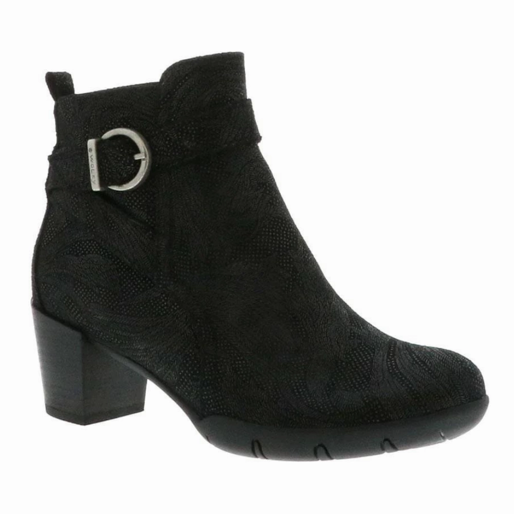 Wolky Nampa Black Palm Leather Bootie (Women's) Low Heel