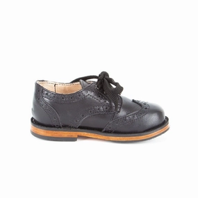 Shock Diffusing Plate Camera Look MK1081 - Brogue Oxfords Shoes Black [Children's Leather Shoes]