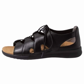Comfortable Beach Shoes Ziera Barnett Black Leather Sandal (Women's)