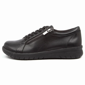 Class Day Unisex Fit Ziera Solar Black Leather Sneaker (Women's)